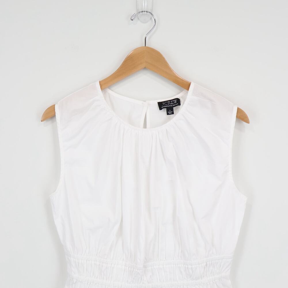 NWT J.Crew Hyacinth Smocked Top In 100% Cotton Poplin White Size Small - Picture 4 of 8